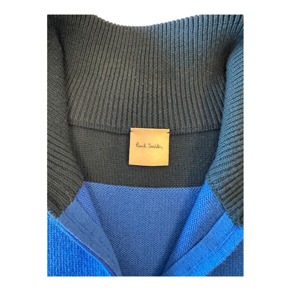 Paul Smith Half-Zip Merino Wool Sweater – XL (Royal Blue and Dark Green) - Picture 2 of 5